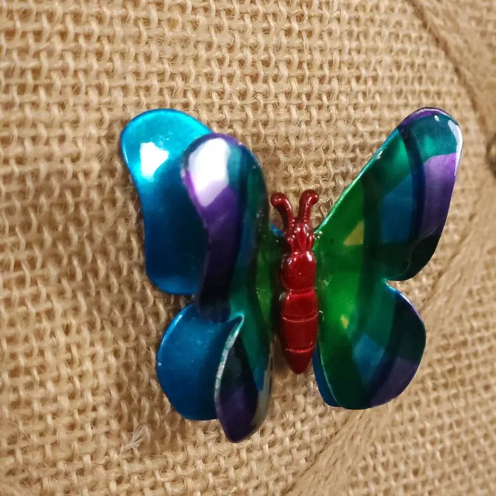 Vintage Blue Butterfly Brooch - Charming Nature-Inspired Accessory - Picture 2 of 10